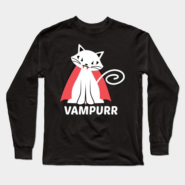 Vampire Cat Halloween Scary Kitten Long Sleeve T-Shirt by FamiLane